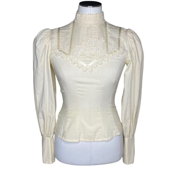 Vintage Gunne Sax Lace Crochet Victorian Blouse - Picture 1 of 13